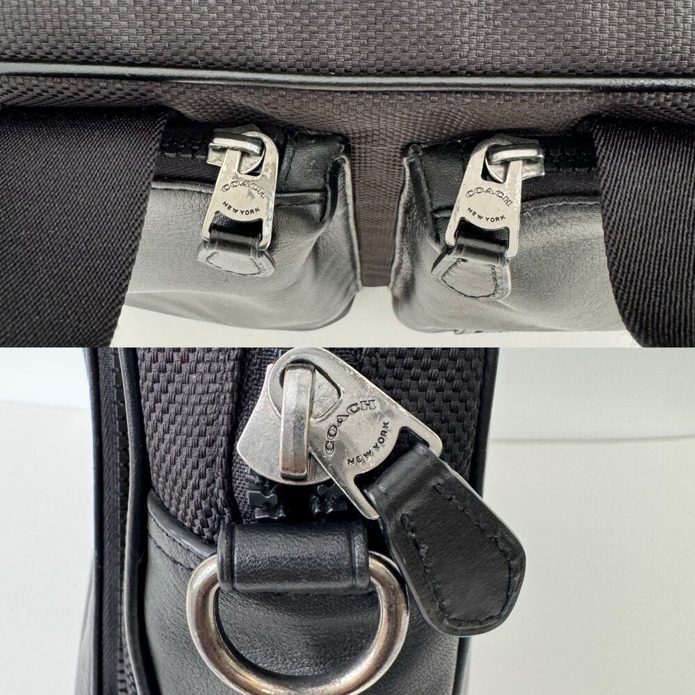 Coach Rider Briefcase Leather Nylon Business Travel Laptop Bag Black 6705 - Picture 13 of 16